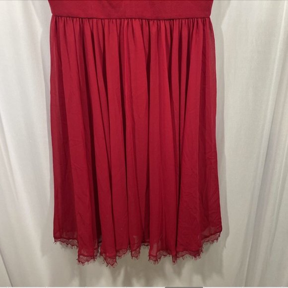 NEW Dress the Population [ Large ] Corey‎ Chiffon Fit & Flare Dress Garnet #Q298 - Picture 8 of 12